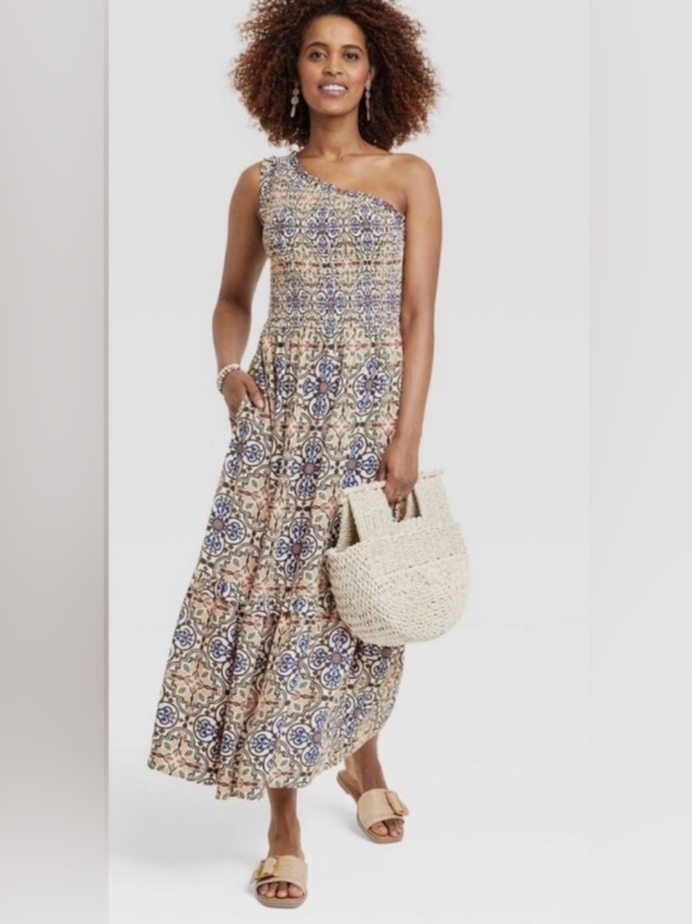 Knox Rose Bohemian One Shoulder Maxi Dress
